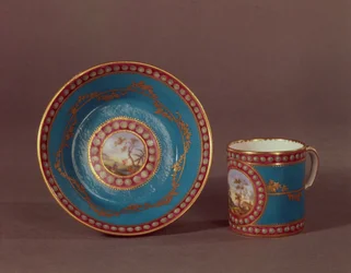 Sevres Bleu Celeste Kaffeetasse und Untertasse, ca. 1780